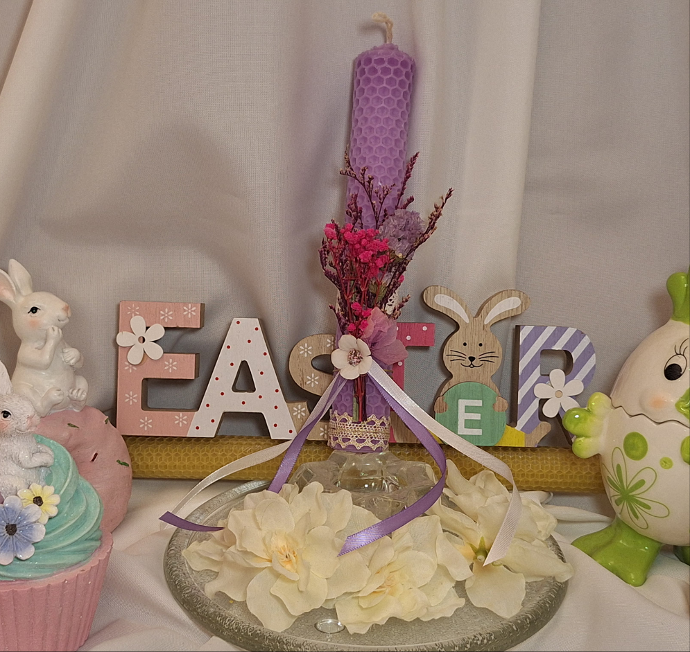 Λαμπαδα κηρήθρα μωβ χρώματος