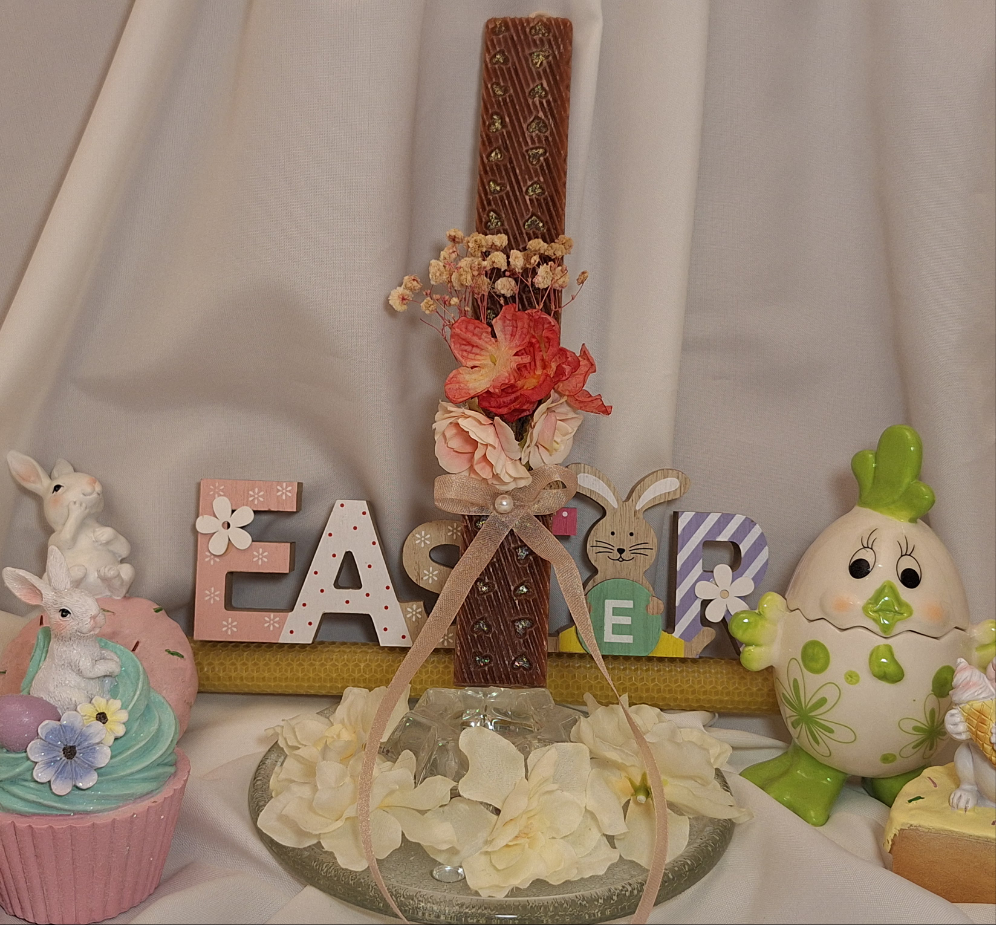 Λαμπαδα σοκολάτα με λουλουδακια