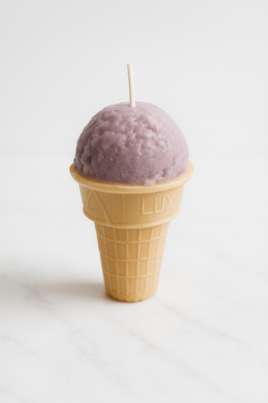 Ice Cream Candle – Marshmallow Cone & Berry-Peach Scoop