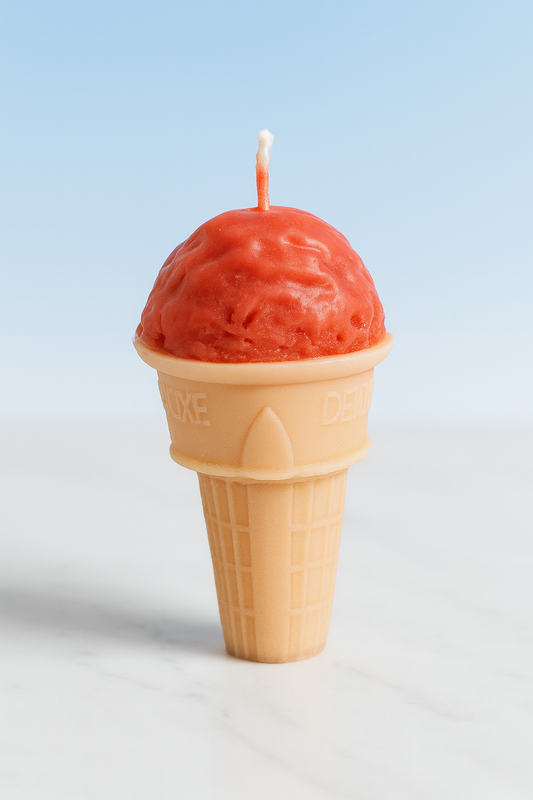 Ice Cream Candle "Cherry Pop" – Marshmallow Cone & Cherry Scoop