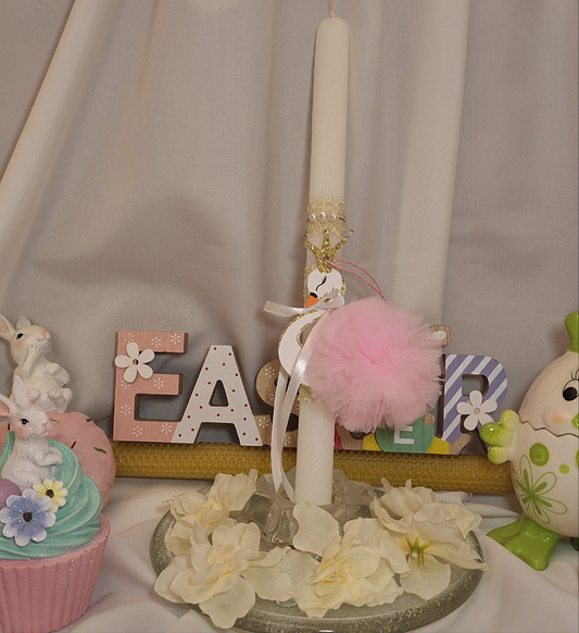 Λαμπαδα λευκού χρώματος με κυκνο